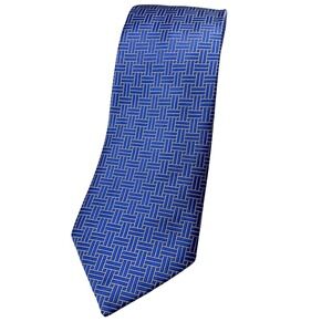 Ralph Lauren Mens Tie Blue Geometric Pattern 100% Silk Necktie NWOT